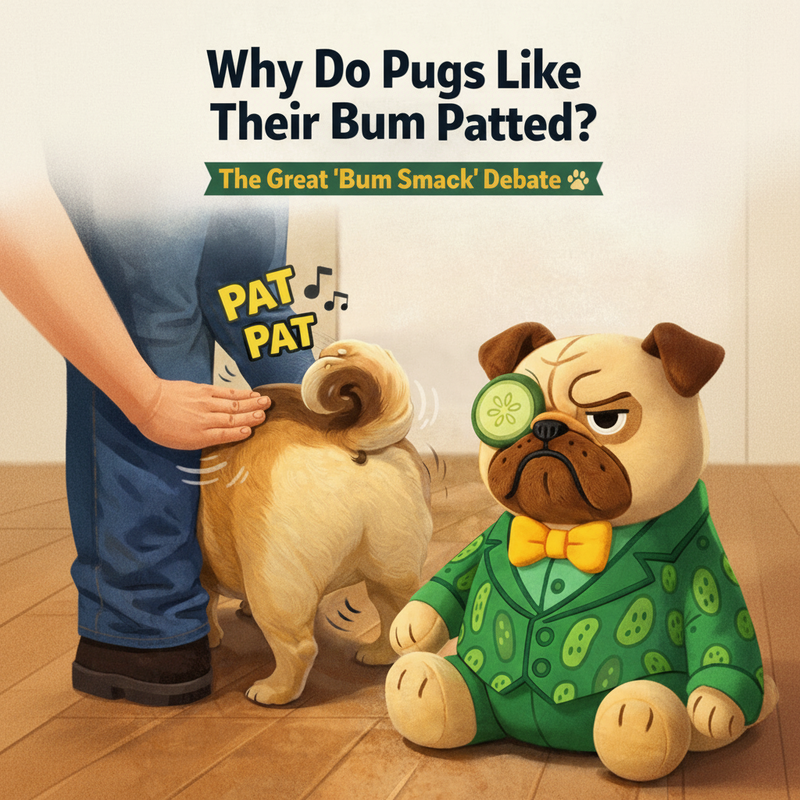 Why Do Pugs Like Their Bum Patted? The Great Bum Smack Debate - Cucumber Dog | Rude & Funny Mugs, Tees, Door Mats & Gifts