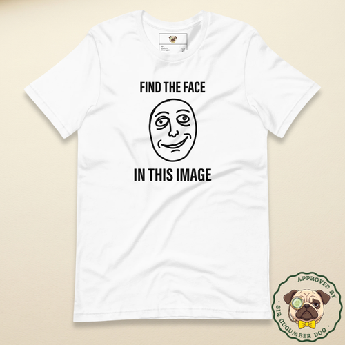 a picture of a face with the words find the facecin this image on a white tee