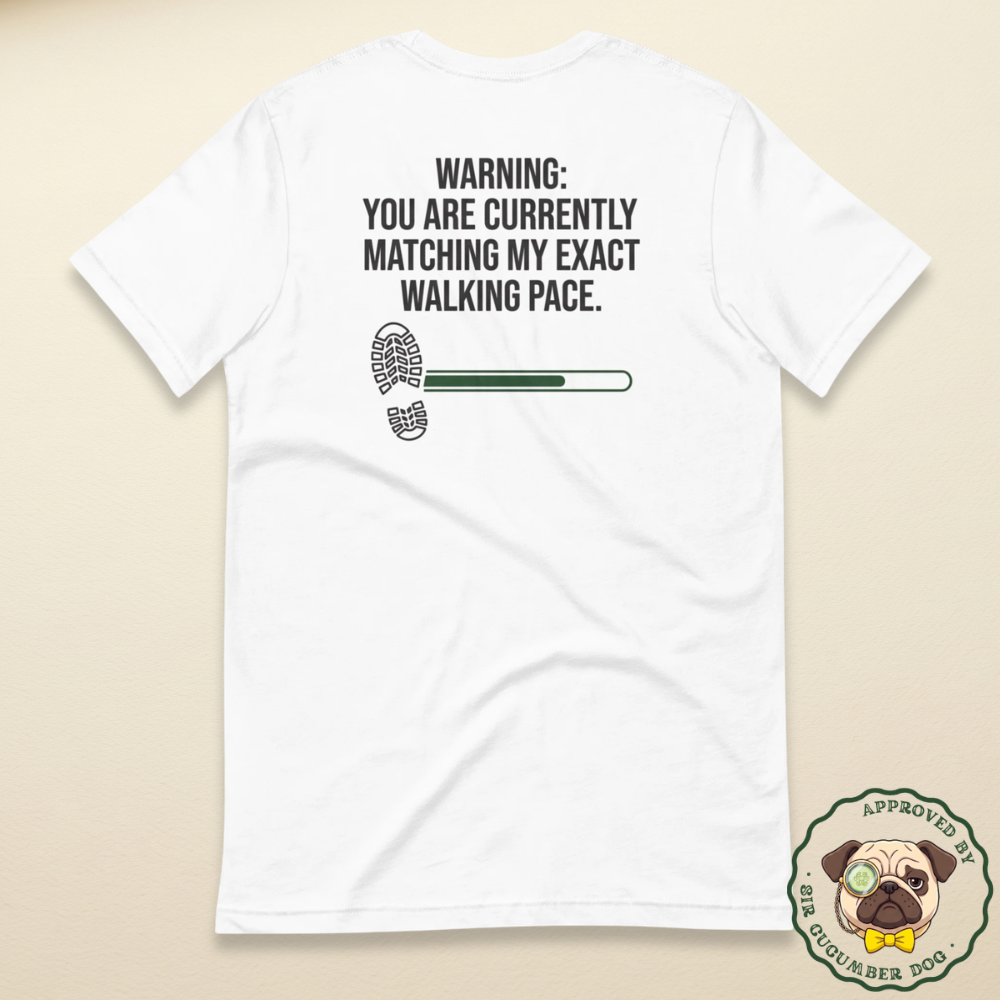 Warning you are currently matching my exact pace text with footprint design on a white tee