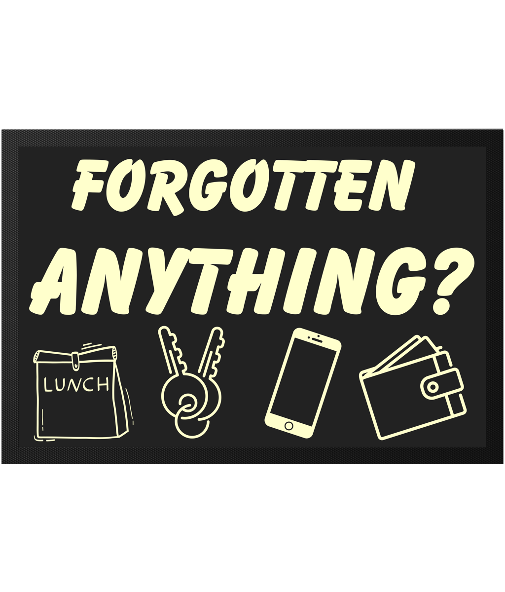 FORGOTTEN ANYTHING? Essential Indoor Check-Out Mat. 